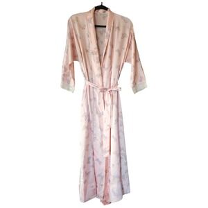 Vintage Christian Dior Lounge Wear Robe Women's M/L Butterfly Fairy Pink Pockets